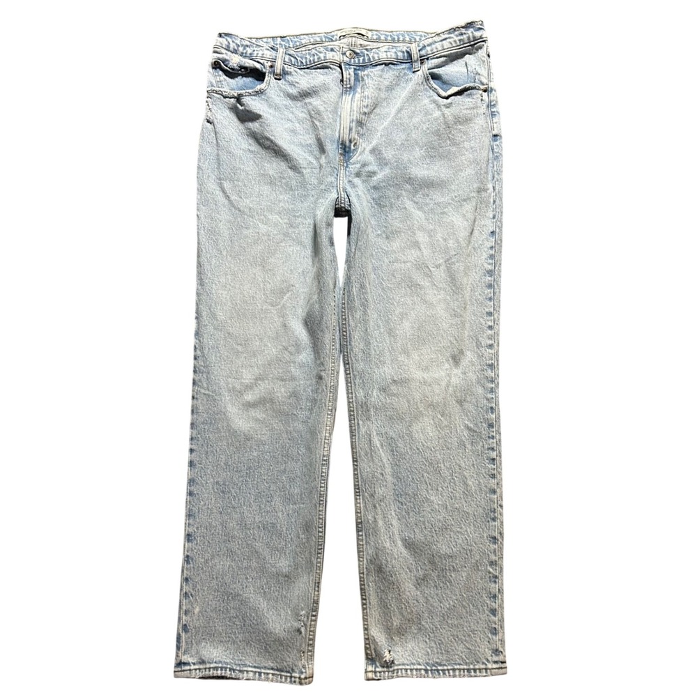 Abercrombie & Fitch The 90s Straight Jeans Men 34 Blue Distressed High Rise